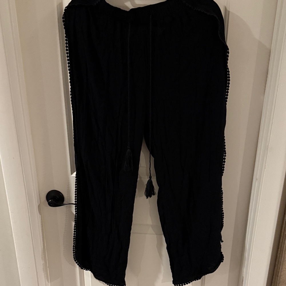 Black Tassel Trim Pants